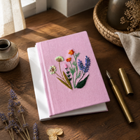 Hand-Embroidered Daisy Fabric Hardcover Journal A5/A6