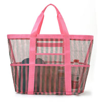 Mesh Beach Bag with Striped Pattern, Multi-purpose, Large Capacity