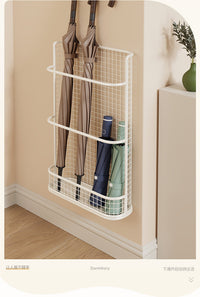 Wall-Mounted Umbrella Storage Rack with Drip Tray, No Drilling, for Long Handle Umbrellas