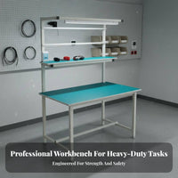 Anti Workbench With Overhead Light Aluminum Frame Work Table High Load-Bearing Assembly Line Table for Technicians, Factory Workers, Research Facility