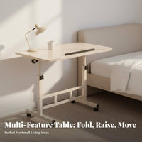 Multifunctional Adjustable Bedside Table Multi-Functional Mobile Laptop Stand Space-Saving for Seniors, Dorm Room, Home Away Ice