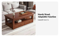 New Chinese Aesthetic Rectangular Coffee Table with Shelf Sturdy Construction Coffee Table with Storage Shelf Stable Design Living Room Furniture Hand Polished for Tea Lovers, Families, Homeowners, Apartment, Reception Area