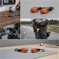 Turn Indicators with Rubber Stalks Teardrop Motorbike Indicator Lights Wired Motorcycle Indicator Lights for Motorcyclists
