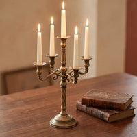 5 Arm Candelabra Antique Bronze Finish 5-Arm Candle Holder Vintage Design