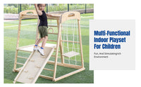 Indoor Climbing Frame for Kids, Multifunctional Tactile Training Set, Foldable Slide & Hanging Seat Combo