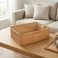 Imitation-Rattan Basket Reinforced Rectangular Storage Basket Tabletop