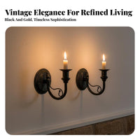2 Pieces Wall Mounted Candle Holder Set Elegant Decorative Wrought Iron Wall Candle Holder House Decoration for Living Room