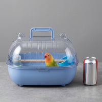 Portable Bird Cage and Transparent Handheld Bird Carrier in Multiple Colors, Lightweight Full Transparent Trip Case with Perch and Food Accessories