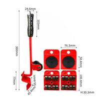 5 Pieces Furniture Lifter and Mover Tool Set 360° Rotatable Pads for Warehouse