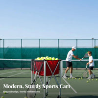 Foldable Tennis Ball Cart Lightweight Tennis Ball Container with Wheels Multipurpose Use Foldable Pickleball Cart for Coaches, Parents