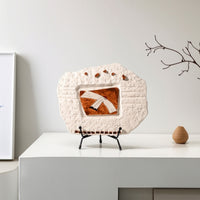 Bird Desktop Ornament Textured Statue with Metal Stand Modern for Shelf