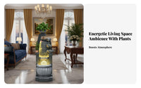 European Design Feng Shui Floor Water Feature Humidifier Function Freestanding Waterfall Fountain Artificial Stone Construction Freestanding Waterfall Feature for Living Room, Office, Entryway, Lobby