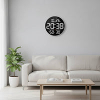 Digital Wall Clock with Temperature and humidity Modern Electronic Wall Clock Oversized for Living Room, Bedroom