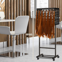 Black Three-sided Wig Styling Stand with Wheels, Large Storage Shelves, Mobile Wig Organizer
