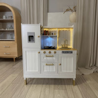 Wooden Play Kitchen Interactive Children's Kitchen Playset Sturdy for Nursery