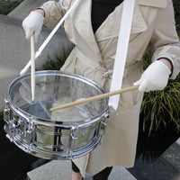 Snare Drum with Drumsticks Silver Marching Snare Drum with Strap Transparent Skin Percussion Instrument for Drummers