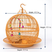 Round Bird Cage, Spherical Folding Bird Cage for Small Exotic Pets, Indoor Small Bird Cage with Base Tray and Hanging Hook for Small Birds