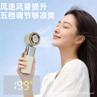 New Handheld Semiconductor Cooling Ice Compress Mini Fan Portable Necklace Digital Display Outdoor Pocket High-Speed Silent Fan