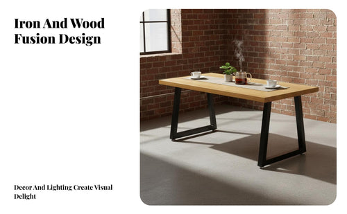 Thick Tabletop Industrial Dining Table Long-Lasting Retro Dining Table and Chair Set Easy to Clean Adjustable Anti-Slip Feet for Restaurant Owners, Apartment Dwellers, Interior Designers, Cafe, Breakfast Nook