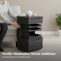 Wheeled Tea Cabinet With casters Mobile Storage Vintage design Multi-Functional for Homeowners, Office Workers