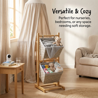 Baskets with Wooden, Storage Organiser for Home Decluttering, Tiered Storage Shelf for Apartment, En - Image 5