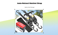 Retractable ratchet strap secures motorcycles