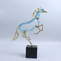 Horse Figurine with Metal Frame Tabletop Standing Horse Statue Modern for Office