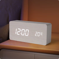 Wooden Digital Alarm USB-Powered Clock Memory Function for Desk