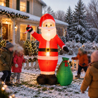 Giant Inflatable Santa with Gift Bag Easy Inflation Santa Inflatable with Gift Bag Built-in LED Lawn Decorations Bright for Storefront