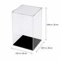 Acrylic Display Cabinets, Clear Figure Display Case 20x20cm, Dustproof Collectible Display Case with Black Base