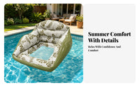 Pool Seat Inflatable Water Sofa Inflatable Pool Seat Chair Leaf Pattern Raised Armrests