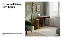 Expandableable Vanity with Mobile Cabinet Space-Saving Dressing Table Large Storage Capacity Rounded Corner Edges