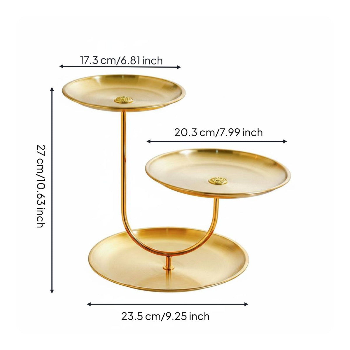 Gold 3 Tier Serving Stand Food Grade Coating 3 Layer Fruit Display Stand