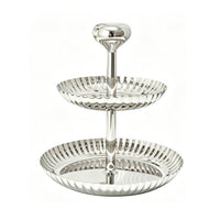 Two-Tier Fruit Tray Silver Tiered Fruit Bowl Polished for Dining Table