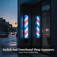 Illuminated Haircut Pole Rainproof Haircut Pole Lamp Rotating Striped Lamp Waterproof Business Signage Energy Saving for Outdoor