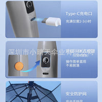 Summer Umbrella with Fan and Spray Cooling USB Rechargeable Long Handle Large Sun Umbrella UV Protection