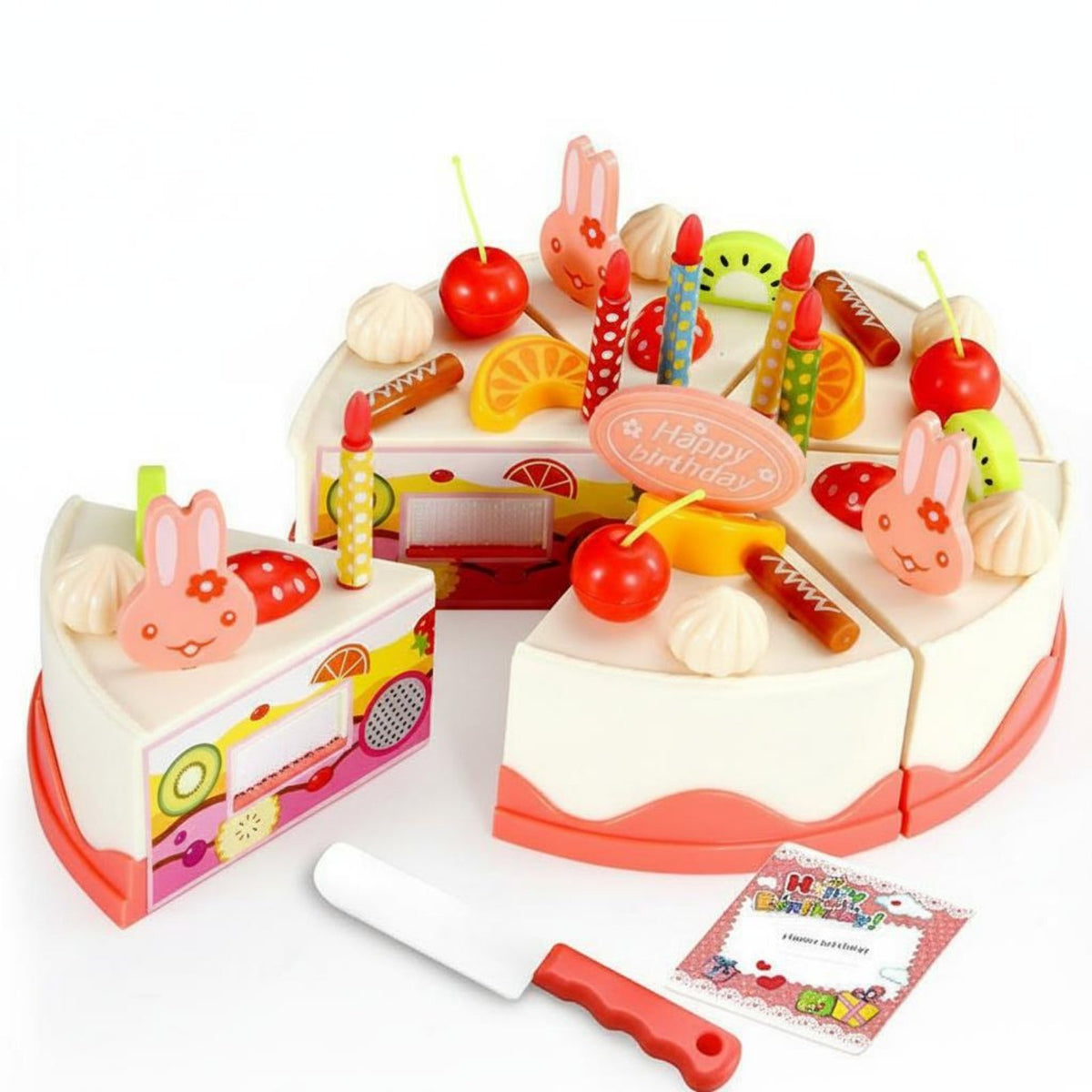 Hook and Loop Fasteners Pretend Birthday Cake Set Hook and Loop Fasteners Pretend Birthday Cake Develops Social Skills Light-Up Candle for Preschoolers