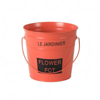 Flower Pot Container Painted Finish Farmhouse Tin Planter Tapered Shape