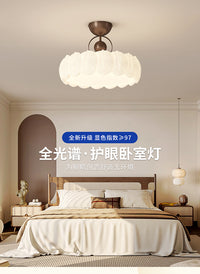 QINGYAO清瑶 美式乡村吸顶灯奶油中古风卧室灯儿童房新中式南瓜灯 【全光谱护眼】B款 白+咖色 52CM 三色