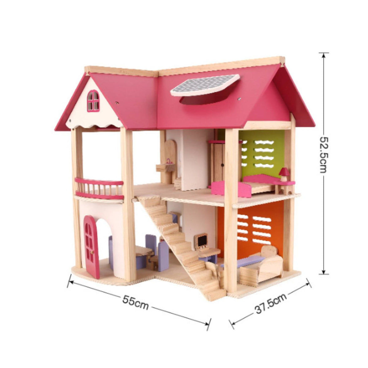 Pretend Play Princess Castle Dollhouse DIY Assembly Princess Dollhouse Multi-Level Pink Doll House for 3 Year Olds, Girls, Toddlers, Playtime