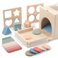 Wooden Sorting Box with Geometric Pieces Preschool Educational Toy with Interchangeable Boards Color Matching Educational Sorting Toy for Playroom