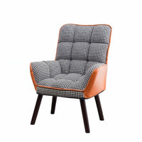 Upholstered Armchair Comfortable Seat Tufted Houndstooth Armchair Padded Cushion