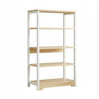 1 Piece 6-tier Bookshelf Bookcase Display Shelf Freestanding Storage Rack Metal and Wood Construction Suitable for Living Room Office Bedroom