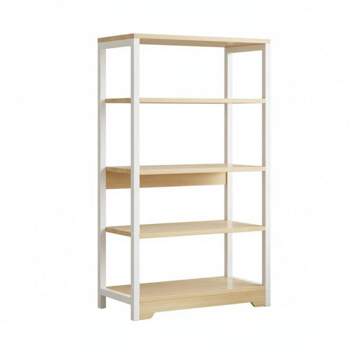 1 Piece 6-tier Bookshelf Bookcase Display Shelf Freestanding Storage Rack Metal and Wood Construction Suitable for Living Room Office Bedroom