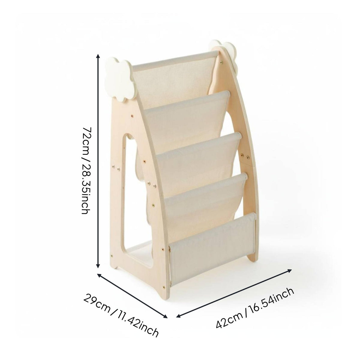 Kids Bookshelf and Toy Bin Set Safety Design Nursery Sling Bookshelf Sky Theme
