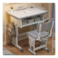 Ergonomic Design Children's Homework Table and Chair Rounded Corners Kids Desk and Chair Set Easy to Assemble Height Adjustable Study Table Pen Slot for Students, Home, Bedroom