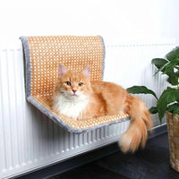 Cat Window Seat and Window Perch Hammock, Double-sided Warm Fleece Cat Hanging Bed for Indoor Use, Radiator Metal Frame Bed for Indoor Cat
