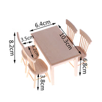 5 Pieces Dollhouse Dining Set 1/12 Scale Miniature Dining Table with Chairs Dollhouse Table and Chairs for Kids