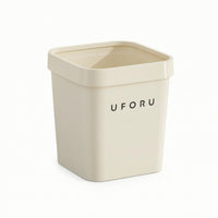Trash Bin with Pressure Collar Minimalist Square Wastebasket Sleek
