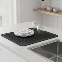 Dish Drying Mat Quick-drying Fast-draining Foldable with Hanging Hole Easy to Clean Dishwasher-safe Soft Bpa-free Silicone Self-draining Raised Ridges Eco-friendly Suitable for Kitchen Countertop Home Storage